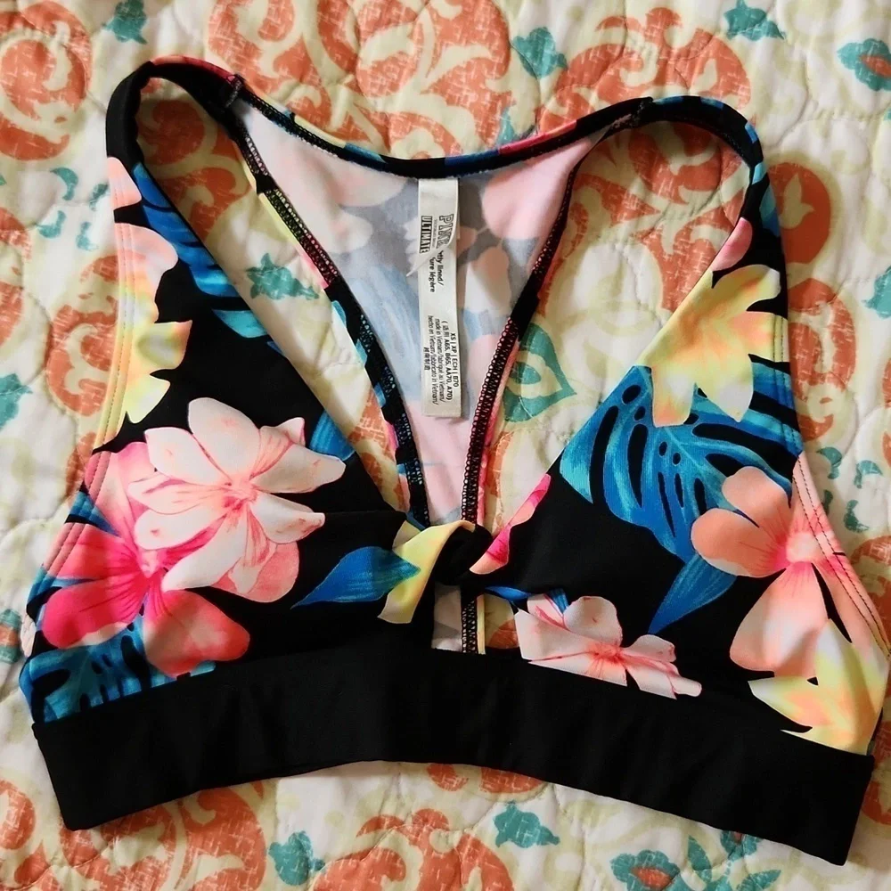 Pink‎ Victoria's Secret flower print bra XS